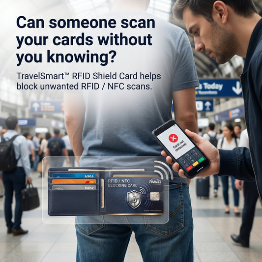 TravelSmart RFID Shield Card – stop digital theft, blocks unwanted card scans in airports