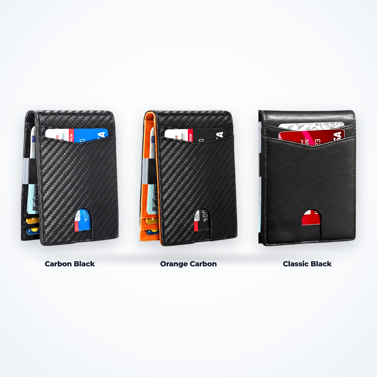 TravelSmart Slimline RFID Wallet – Available in 3 Finishes: Orange Carbon, Carbon Fibre Black, and Classic Black