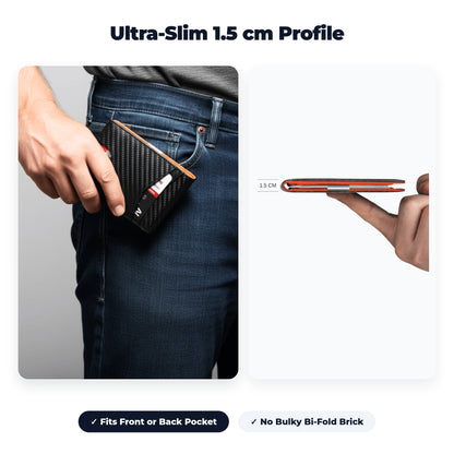 Ditch the Bulky Wallet – Bulky 4.5 cm traditional bifold vs 1.5 cm TravelSmart Slimline front-pocket profile