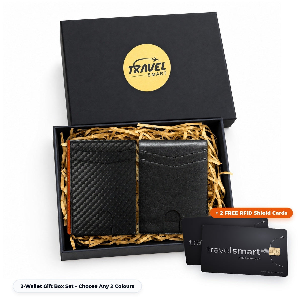 TravelSmart 2-Wallet Luxury Gift Box Presentation with 2 Free RFID Shield Cards