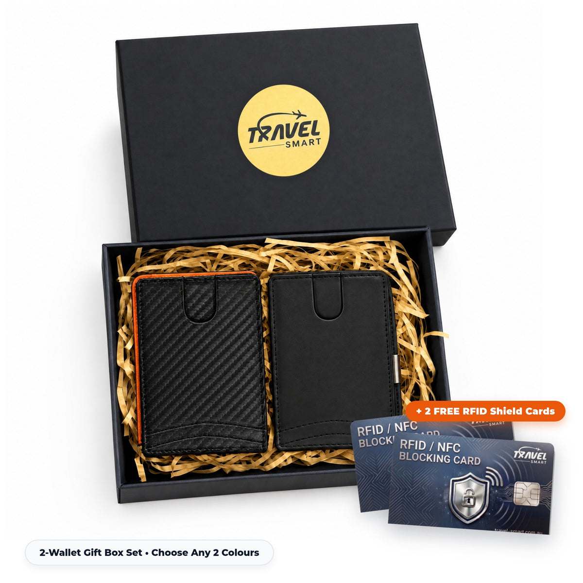 TravelSmart 2-Wallet Luxury Gift Box Presentation with 2 Free RFID Shield Cards