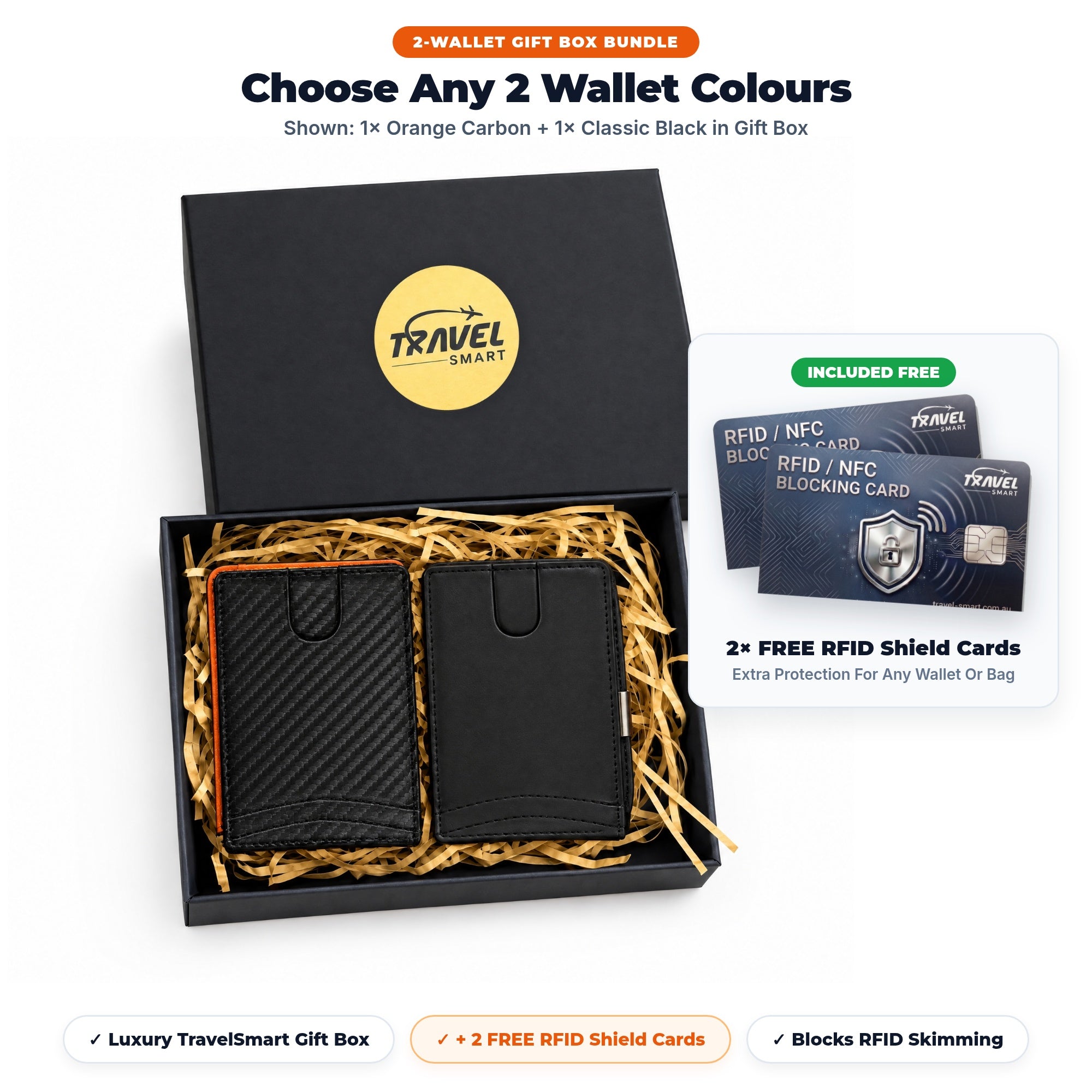 Buying for Two or Gifting? Choose the 2-Wallet Gift Box + 2 Free RFID Cards Bundle for $119.90