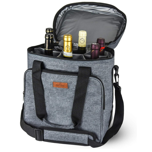 TravelSmart™ FlexChill 6-Bottle Wine Cooler Bag – Grey/ Blue
