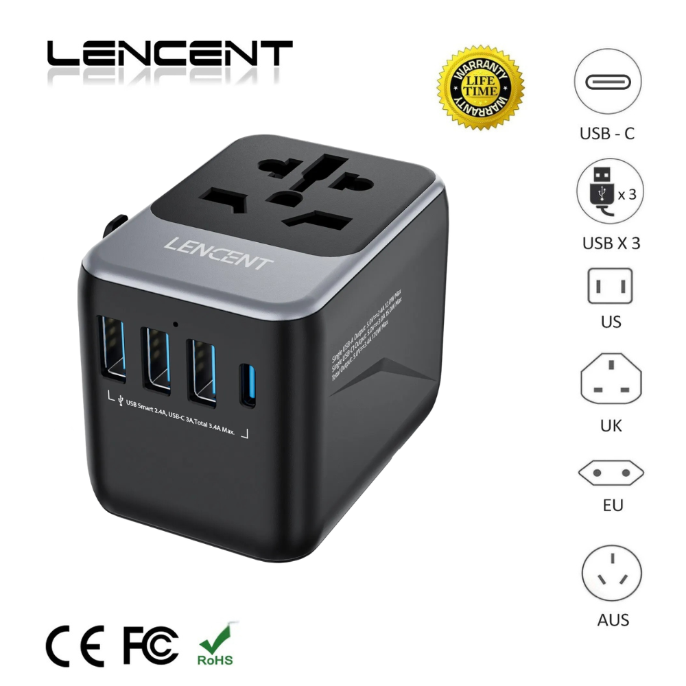 TravelSmart™ Universal Travel Adaptor — Safe, Compact. Worldwide Use.