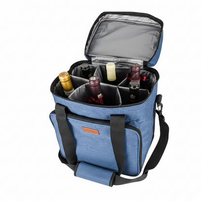 TravelSmart™ FlexChill 6-Bottle Wine Cooler Bag – Grey/ Blue