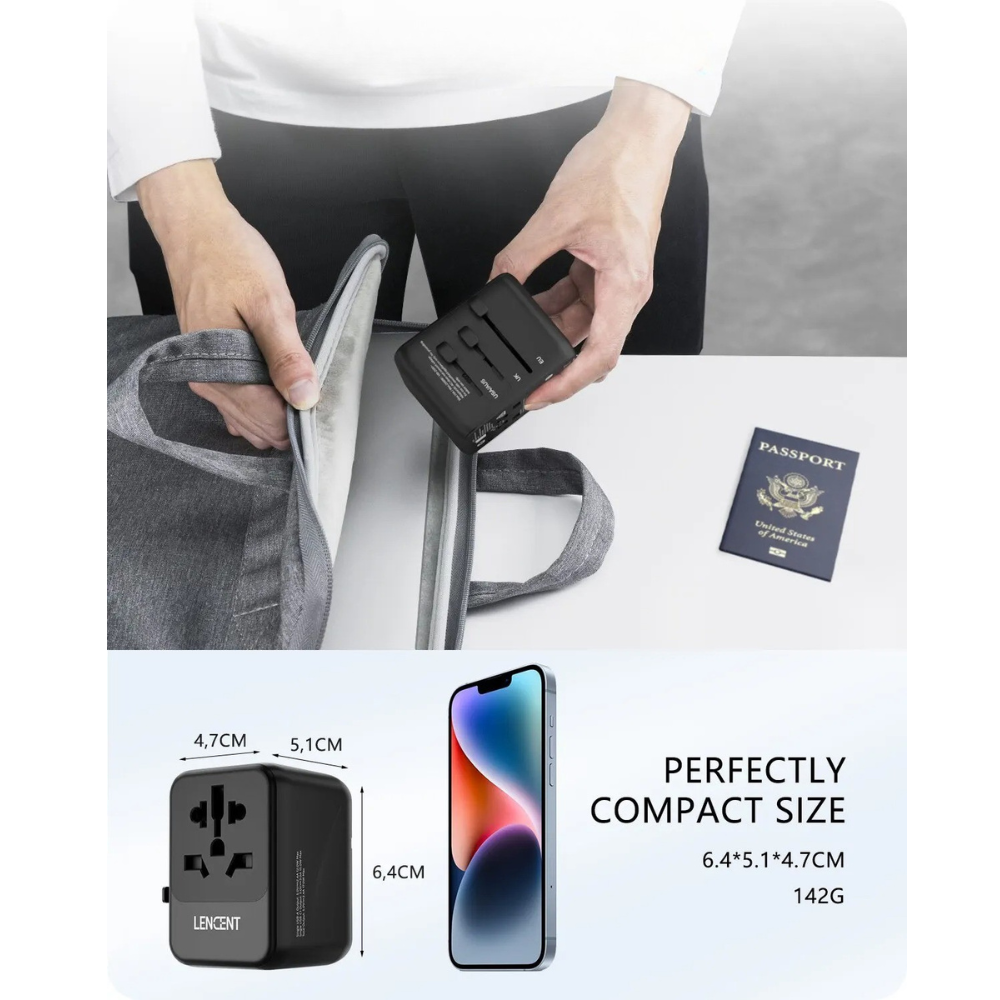 TravelSmart™ Universal Travel Adaptor — Safe, Compact. Worldwide Use.