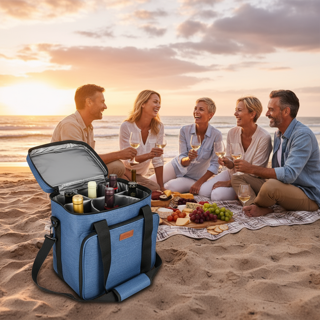 TravelSmart™ FlexChill 6-Bottle Wine Cooler Bag – Grey/ Blue