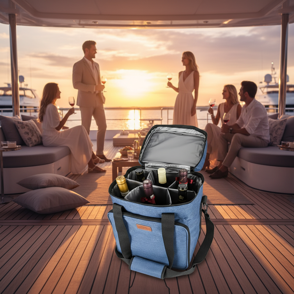 TravelSmart™ FlexChill 6-Bottle Wine Cooler Bag – Grey/ Blue