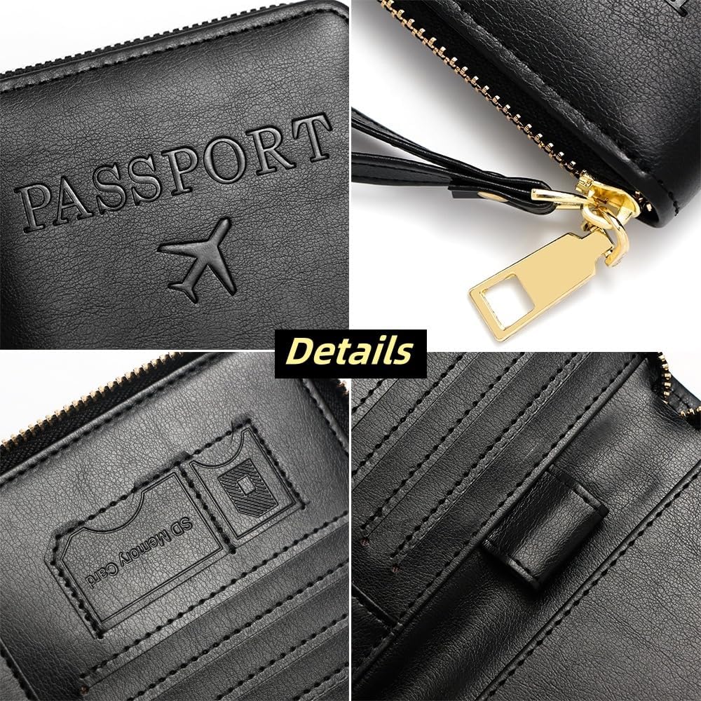 Premium RFID Blocking Travel Wallet - Slim Zipper Passport Holder & Card Organizer