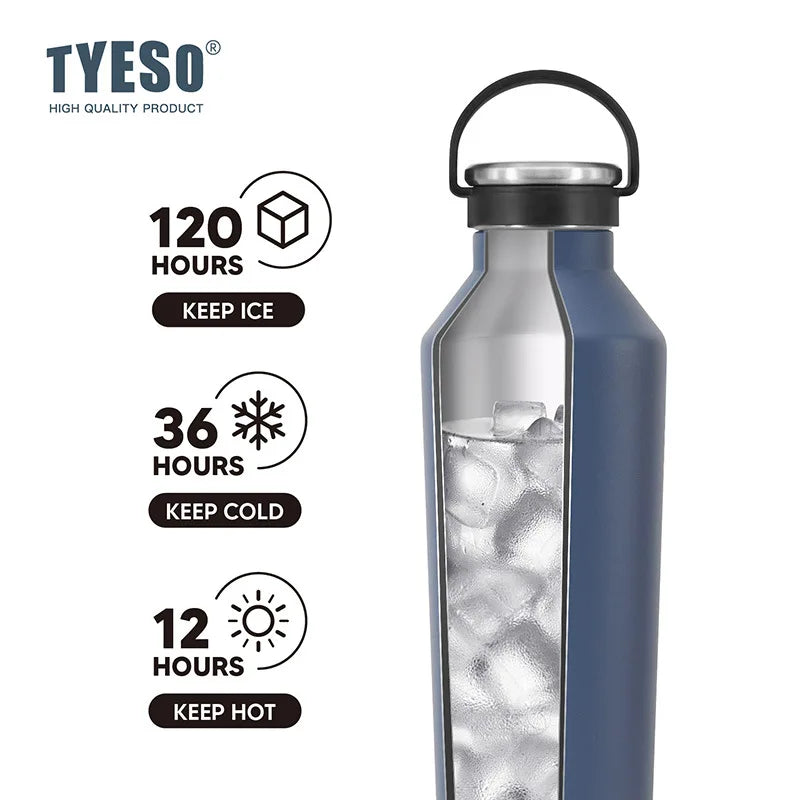 TYESO Stainless Steel Vacuum Insulated Water Bottle: Durable, Portable, Leak-Proof, Outdoor Ready