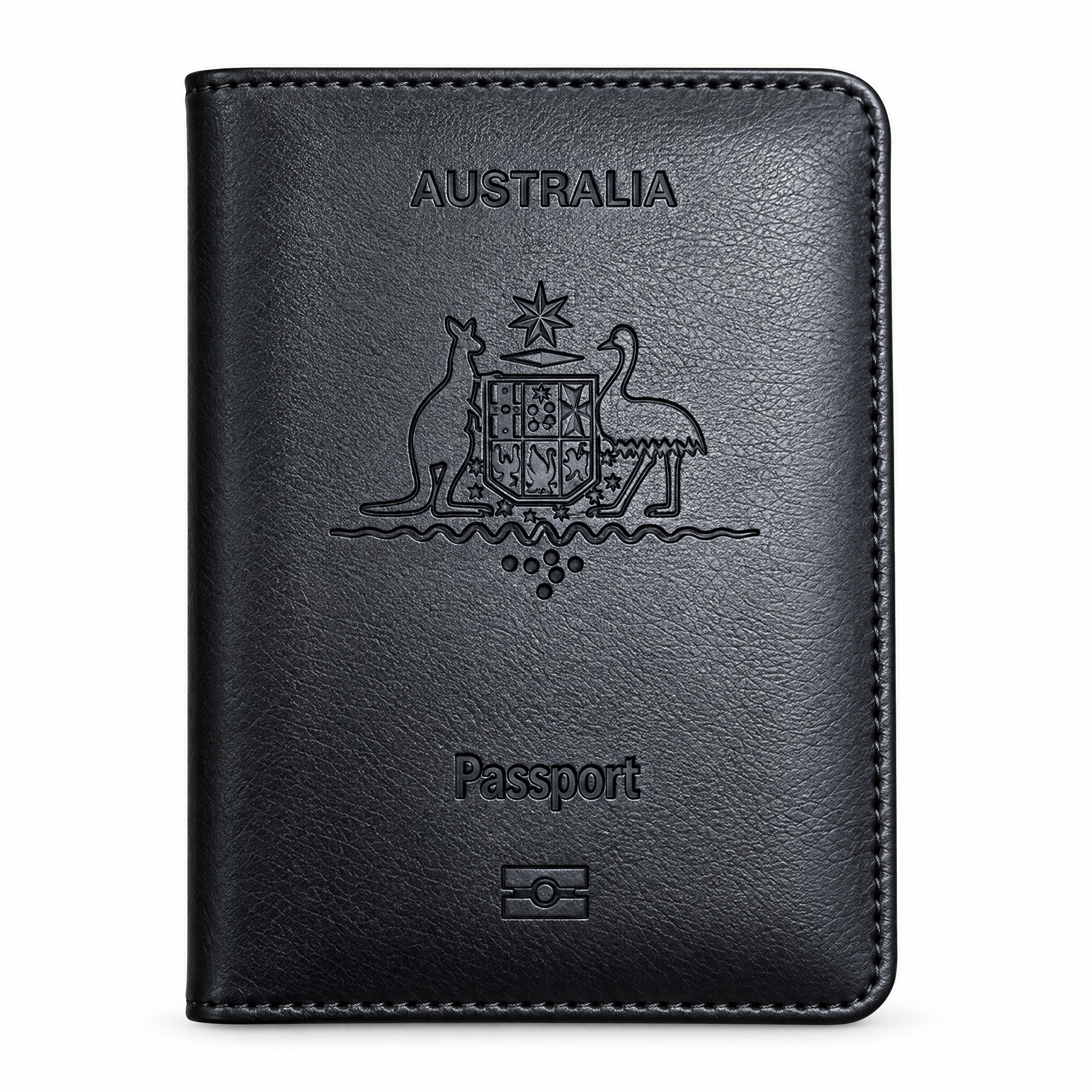 TravelSmart RFID passport wallet in black, front view