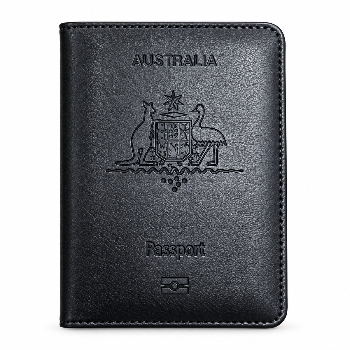 TravelSmart RFID passport wallet in black, front view